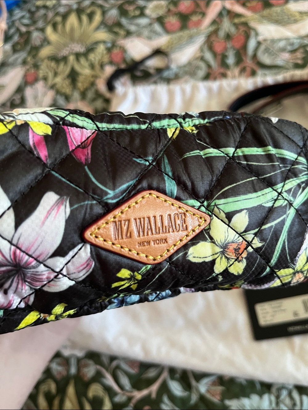 MZ Wallace Mini Crosby Black Quilted Floral Mini Crossbody - Picture 9 of 11